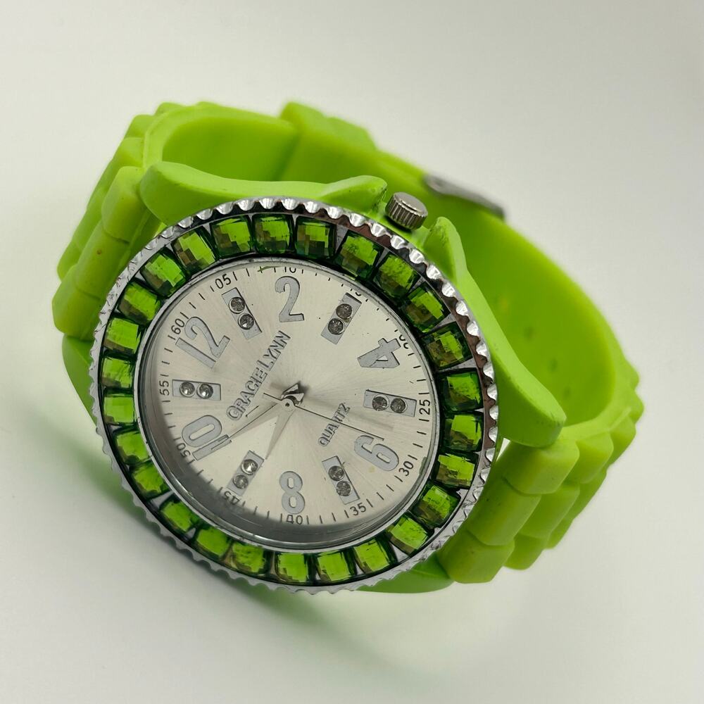 Gracie Lynn Green Silicon Band Women’s Fashion Watch New Battery - Picture 4 of 8